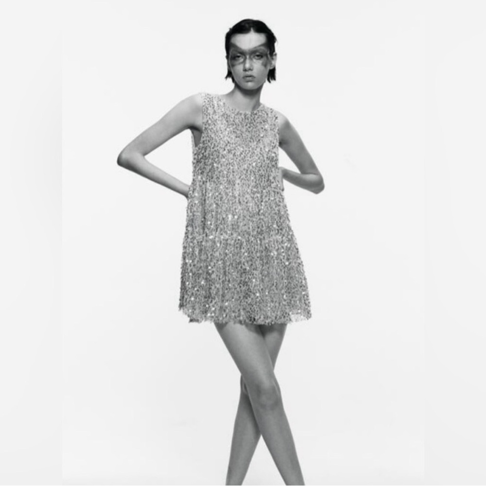 Zara Limited Edition Sleeveless Sequin Mini Dress - Iridescent